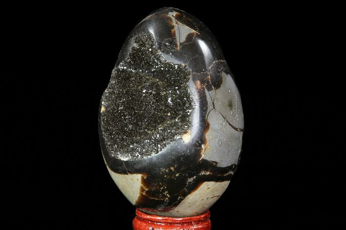Septarian Dragon Egg Geode - Black Crystals #71892